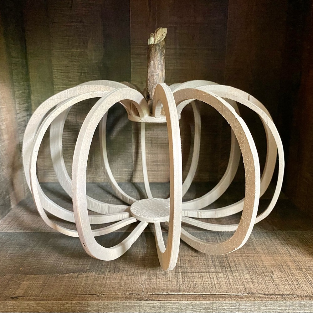 Latte Brown Wooden Pumpkin Decoration